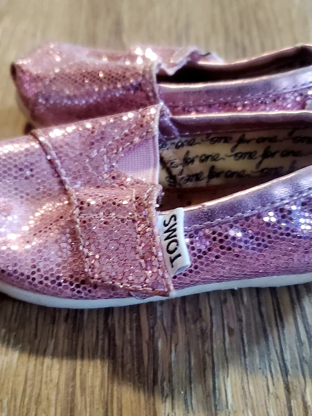 TOMS Baby Glitter Sequin Slip-On Shoes in Pink